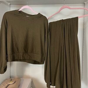 Olive Green Two-Piece Lounge Set